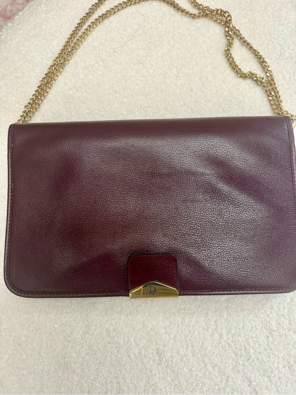Christian Dior- Burgundy Leather Chain Crossbody Bag